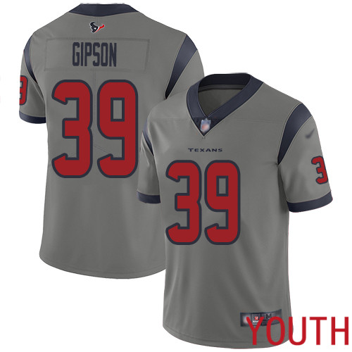 Houston Texans Limited Gray Youth Tashaun Gipson Jersey NFL Football #39 Inverted Legend->youth nfl jersey->Youth Jersey
